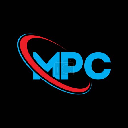 Ilustración de Logo de MPC. Carta de MPC. Diseño del logotipo de la letra MPC. Logotipo inicial de MPC vinculado con el círculo y el logotipo del monograma en mayúsculas. Tipografía MPC para marca tecnológica, empresarial e inmobiliaria. - Imagen libre de derechos