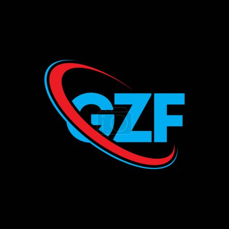 Illustration for GZF logo. GZF letter. GZF letter logo design. Initials GZF logo linked with circle and uppercase monogram logo. GZF typography for technology, business and real estate brand. - Royalty Free Image
