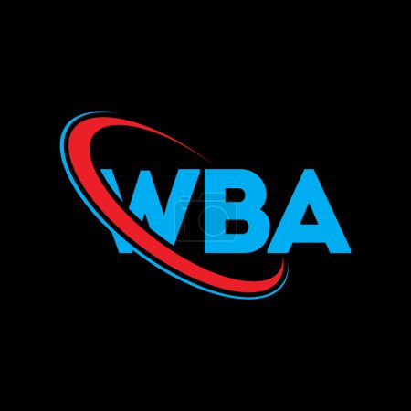 Illustration for WBA logo. WBA letter. WBA letter logo design. Initials WBA logo linked with circle and uppercase monogram logo. WBA typography for technology, business and real estate brand. - Royalty Free Image
