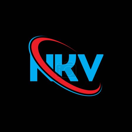 Ilustración de Logo de NKV. Carta de la NKV. Diseño del logotipo de la letra NKV. Logotipo inicial de NKV vinculado con el círculo y el logotipo del monograma en mayúsculas. Tipografía NKV para marca tecnológica, empresarial e inmobiliaria. - Imagen libre de derechos