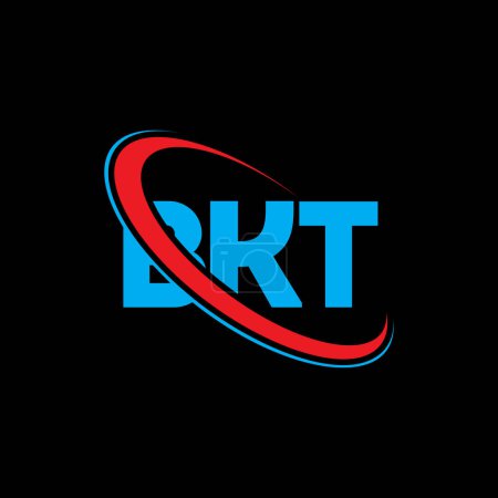 Illustration for BKT logo. BKT letter. BKT letter logo design. Initials BKT logo linked with circle and uppercase monogram logo. BKT typography for technology, business and real estate brand. - Royalty Free Image