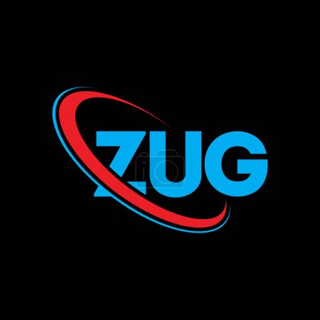 Illustration for ZUG logo. ZUG letter. ZUG letter logo design. Initials ZUG logo linked with circle and uppercase monogram logo. ZUG typography for technology, business and real estate brand. - Royalty Free Image