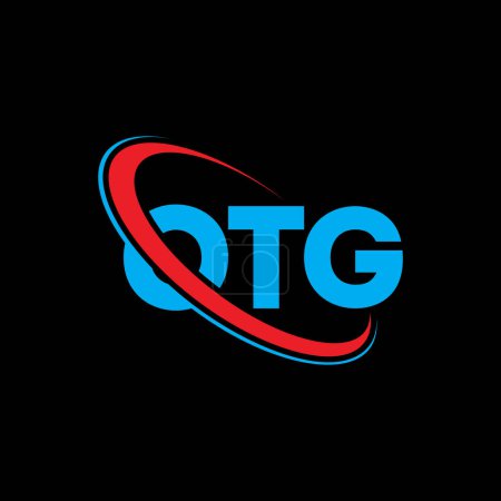 Illustration for OTG logo. OTG letter. OTG letter logo design. Initials OTG logo linked with circle and uppercase monogram logo. OTG typography for technology, business and real estate brand. - Royalty Free Image