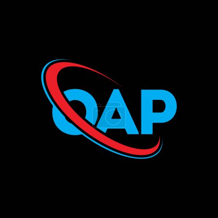 Illustration for OAP logo. OAP letter. OAP letter logo design. Initials OAP logo linked with circle and uppercase monogram logo. OAP typography for technology, business and real estate brand. - Royalty Free Image