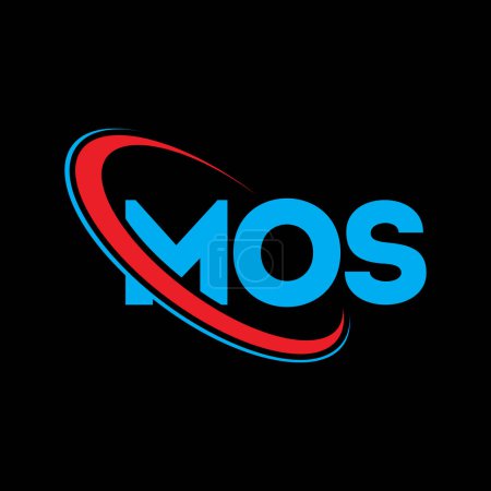 Ilustración de Logo de MOS. Carta MOS. Diseño del logotipo de la letra MOS. Logotipo inicial del MOS vinculado con el círculo y el logotipo del monograma en mayúsculas. Tipografía MOS para marca tecnológica, empresarial e inmobiliaria. - Imagen libre de derechos