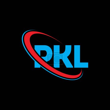 Ilustración de Logotipo PKL. Carta PKL. Diseño del logotipo de la letra PKL. Logotipo inicial de PKL vinculado con el círculo y el logotipo del monograma en mayúsculas. Tipografía PKL para marca tecnológica, empresarial e inmobiliaria. - Imagen libre de derechos