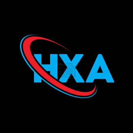 Illustration for HXA logo. HXA letter. HXA letter logo design. Initials HXA logo linked with circle and uppercase monogram logo. HXA typography for technology, business and real estate brand. - Royalty Free Image