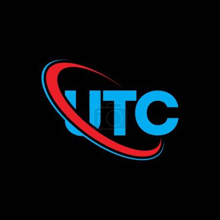 Téléchargez les illustrations : Logo UTC. Lettre de l'UTC. UTC lettre logo design. Initiales logo UTC lié avec cercle et logo monogramme majuscule. Typographie UTC pour la marque technologique, commerciale et immobilière. - en licence libre de droit