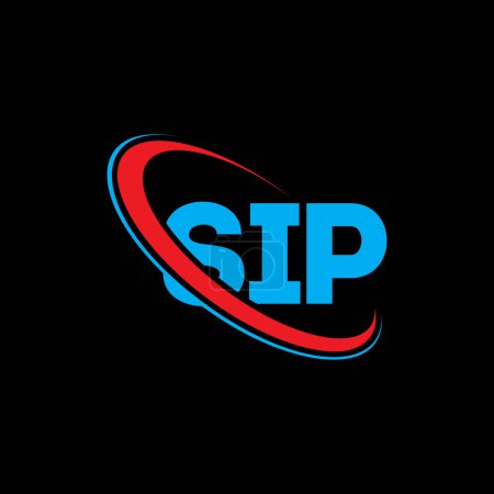 Illustration for SIP logo. SIP letter. SIP letter logo design. Initials SIP logo linked with circle and uppercase monogram logo. SIP typography for technology, business and real estate brand. - Royalty Free Image