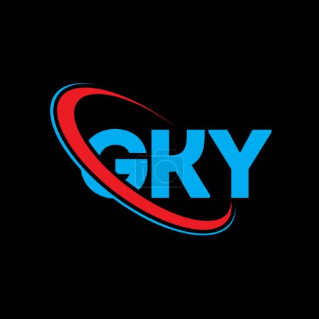 Ilustración de Logo de GKY. Carta de GKY. Diseño del logotipo de la letra GKY. Logo inicial de GKY vinculado con el logotipo del círculo y del monograma en mayúsculas. Tipografía GKY para marca tecnológica, empresarial e inmobiliaria. - Imagen libre de derechos