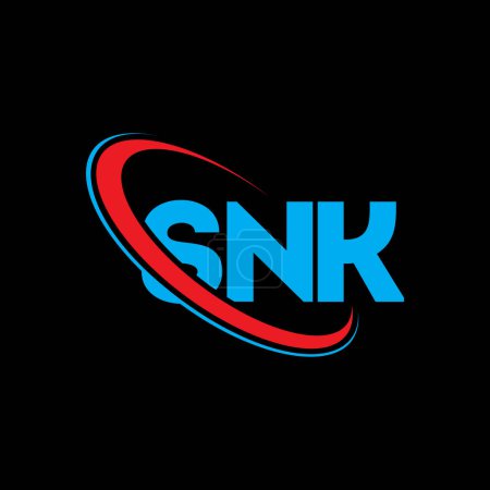 Ilustración de Logotipo SNK. Carta SNK. Diseño del logotipo de la letra SNK. Logotipo inicial de SNK vinculado con el círculo y el logotipo del monograma en mayúsculas. Tipografía SNK para marca tecnológica, empresarial e inmobiliaria. - Imagen libre de derechos