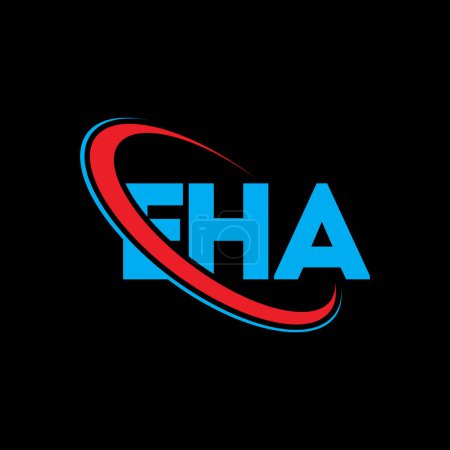 Téléchargez les illustrations : Logo EHA. Lettre de l'EHA. EHA lettre logo design. Initiales Logo EHA lié au logo monogramme cercle et majuscule. Typographie EHA pour la marque technologique, commerciale et immobilière. - en licence libre de droit