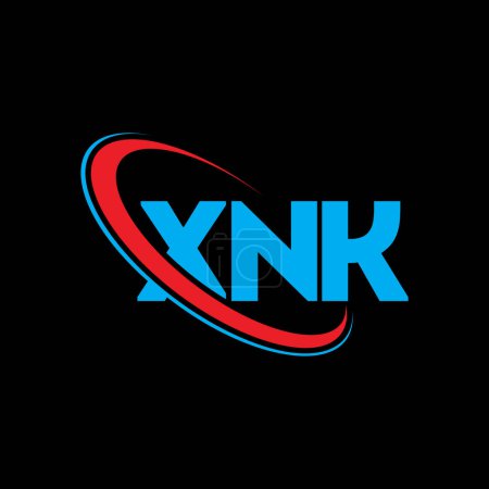 Illustration for XNK logo. XNK letter. XNK letter logo design. Initials XNK logo linked with circle and uppercase monogram logo. XNK typography for technology, business and real estate brand. - Royalty Free Image