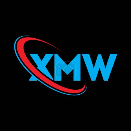 Illustration for XMW logo. XMW letter. XMW letter logo design. Initials XMW logo linked with circle and uppercase monogram logo. XMW typography for technology, business and real estate brand. - Royalty Free Image