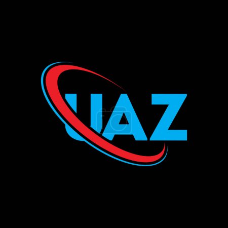 Ilustración de Logo de UAZ. Carta de UAZ. Diseño del logotipo de la letra UAZ. Logo inicial de UAZ vinculado con el logotipo del círculo y del monograma en mayúsculas. Tipografía UAZ para marca tecnológica, empresarial e inmobiliaria. - Imagen libre de derechos