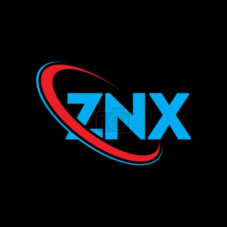 Téléchargez les illustrations : Logo ZNX. Lettre ZNX. ZNX lettre logo design. Initiales Logo ZNX lié au logo monogramme cercle et majuscule. Typographie ZNX pour la marque technologique, commerciale et immobilière. - en licence libre de droit