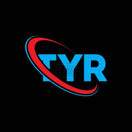 Illustration for TYR logo. TYR letter. TYR letter logo design. Initials TYR logo linked with circle and uppercase monogram logo. TYR typography for technology, business and real estate brand. - Royalty Free Image