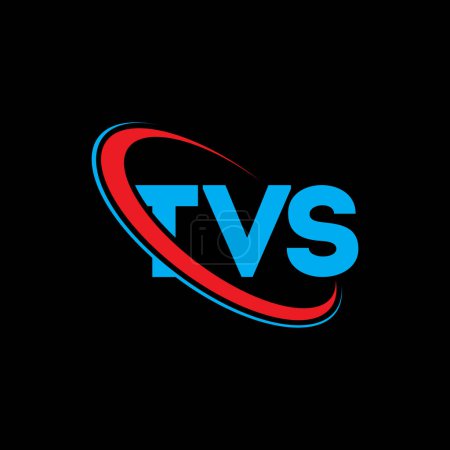 Illustration for TVS logo. TVS letter. TVS letter logo design. Initials TVS logo linked with circle and uppercase monogram logo. TVS typography for technology, business and real estate brand. - Royalty Free Image