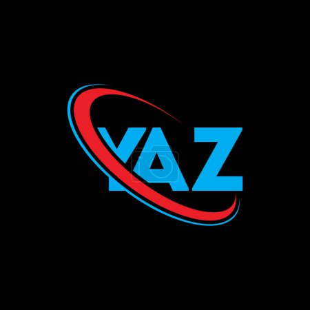 Illustration for YAZ logo. YAZ letter. YAZ letter logo design. Initials YAZ logo linked with circle and uppercase monogram logo. YAZ typography for technology, business and real estate brand. - Royalty Free Image