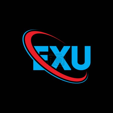 Illustration for EXU logo. EXU letter. EXU letter logo design. Initials EXU logo linked with circle and uppercase monogram logo. EXU typography for technology, business and real estate brand. - Royalty Free Image