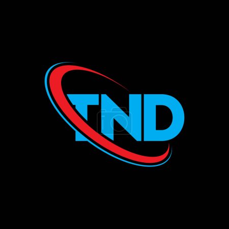 Téléchargez les illustrations : Logo TND. Lettre TND. TND lettre logo design. Initiales logo TND lié au logo monogramme cercle et majuscule. Typographie TND pour la marque technologique, commerciale et immobilière. - en licence libre de droit