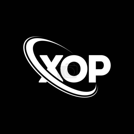 Illustration for XOP logo. XOP letter. XOP letter logo design. Initials XOP logo linked with circle and uppercase monogram logo. XOP typography for technology, business and real estate brand. - Royalty Free Image
