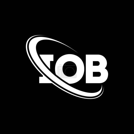 Ilustración de Logotipo IOB. Carta IOB. Diseño del logotipo de la letra IOB. Logo IOB inicial vinculado con el logotipo del círculo y del monograma en mayúsculas. Tipografía IOB para marca tecnológica, empresarial e inmobiliaria. - Imagen libre de derechos