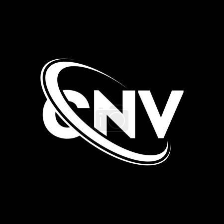 Ilustración de Logo de CNV. Carta del CNV. Diseño del logotipo de la letra CNV. Logo inicial de CNV vinculado con el logotipo del círculo y del monograma en mayúsculas. Tipografía CNV para marca tecnológica, empresarial e inmobiliaria. - Imagen libre de derechos