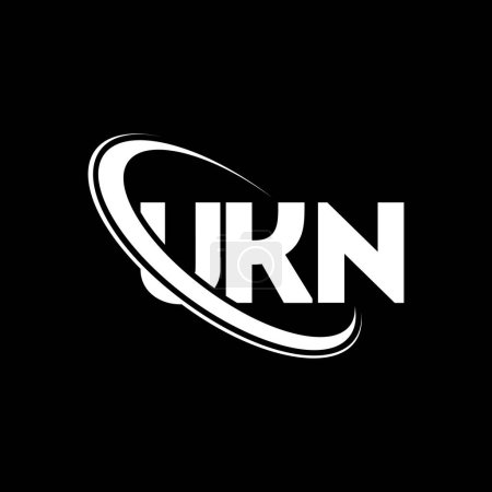Illustration for UKN logo. UKN letter. UKN letter logo design. Initials UKN logo linked with circle and uppercase monogram logo. UKN typography for technology, business and real estate brand. - Royalty Free Image