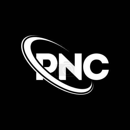 Ilustración de Logo de PNC. Carta de la PNC. Diseño del logotipo de la letra PNC. Logotipo inicial de PNC vinculado con el círculo y el logotipo del monograma en mayúsculas. Tipografía PNC para marca tecnológica, empresarial e inmobiliaria. - Imagen libre de derechos