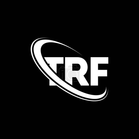Ilustración de Logo de TRF. Carta de TRF. Diseño del logotipo de la letra TRF. Logo inicial de TRF vinculado con el logotipo del círculo y del monograma en mayúsculas. Tipografía TRF para marca tecnológica, empresarial e inmobiliaria. - Imagen libre de derechos