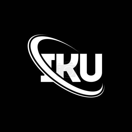 Illustration for IKU logo. IKU letter. IKU letter logo design. Initials IKU logo linked with circle and uppercase monogram logo. IKU typography for technology, business and real estate brand. - Royalty Free Image
