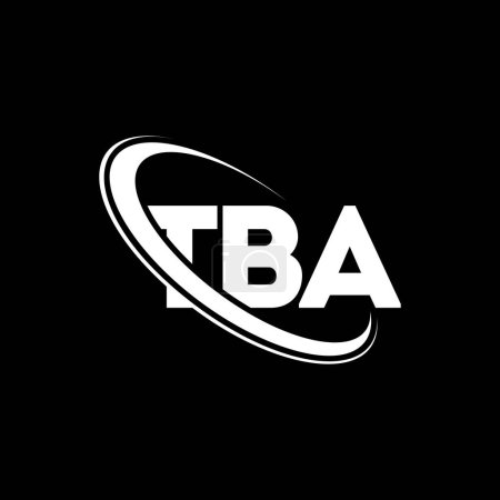 Illustration for TBA logo. TBA letter. TBA letter logo design. Initials TBA logo linked with circle and uppercase monogram logo. TBA typography for technology, business and real estate brand. - Royalty Free Image