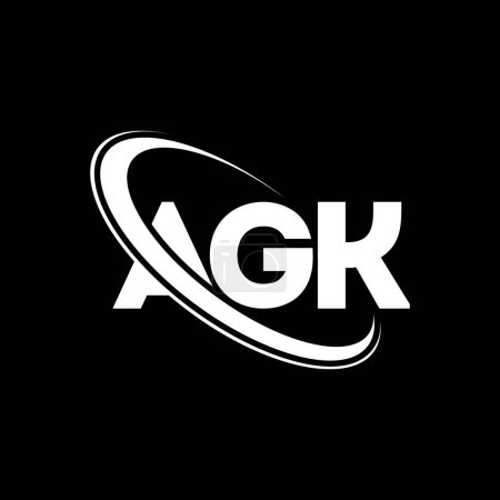 Ilustración de AGK logo. AGK letter. AGK letter logo design. Initials AGK logo linked with circle and uppercase monogram logo. AGK typography for technology, business and real estate brand. - Imagen libre de derechos