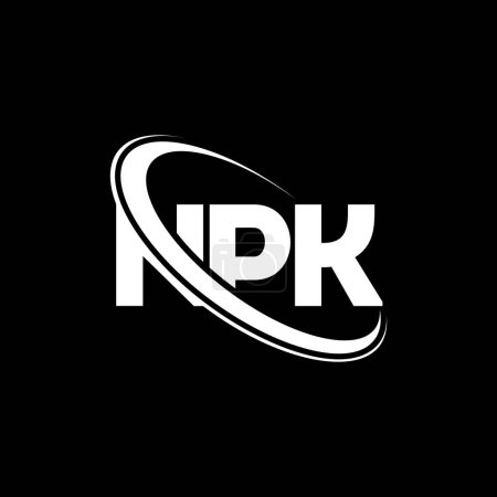 Ilustración de Logo de NPK. Carta NPK. Diseño del logotipo de la letra NPK. Logotipo inicial de NPK vinculado con el círculo y el logotipo del monograma en mayúsculas. Tipografía NPK para marca tecnológica, empresarial e inmobiliaria. - Imagen libre de derechos