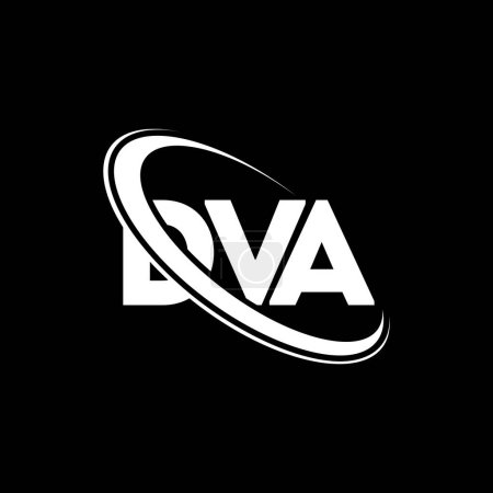 Ilustración de Logo de DVA. Carta de DVA. Diseño del logotipo de la carta DVA. Inicial logo DVA vinculado con círculo y logo monograma en mayúsculas. Tipografía DVA para marca tecnológica, empresarial e inmobiliaria. - Imagen libre de derechos