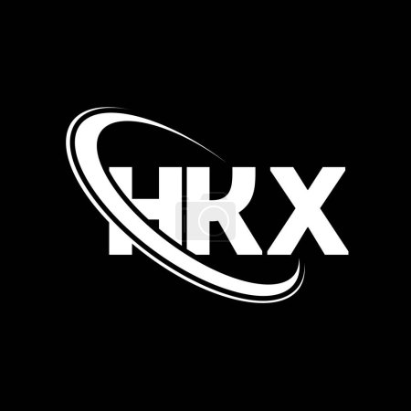 Illustration for HKX logo. HKX letter. HKX letter logo design. Initials HKX logo linked with circle and uppercase monogram logo. HKX typography for technology, business and real estate brand. - Royalty Free Image