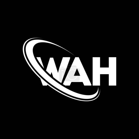 Ilustración de Logotipo WAH. Carta de WAH. Diseño del logotipo de la letra WAH. Inicial logotipo WAH vinculado con el círculo y el logotipo del monograma en mayúsculas. Tipografía WAH para marca tecnológica, empresarial e inmobiliaria. - Imagen libre de derechos