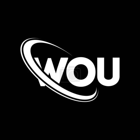 Ilustración de Logo WOU. Carta WOU. Diseño del logotipo de la letra WOU. Logotipo WOU inicial vinculado con el círculo y el logotipo del monograma en mayúsculas. Tipografía WOU para marca tecnológica, empresarial e inmobiliaria. - Imagen libre de derechos