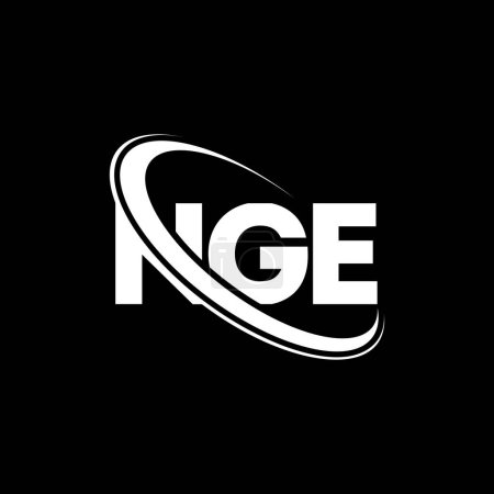 Ilustración de Logo de NGE. Carta de la NGE. Diseño del logotipo de la carta NGE. Logotipo inicial de NGE vinculado con el círculo y el logotipo del monograma en mayúsculas. Tipografía NGE para marca tecnológica, empresarial e inmobiliaria. - Imagen libre de derechos