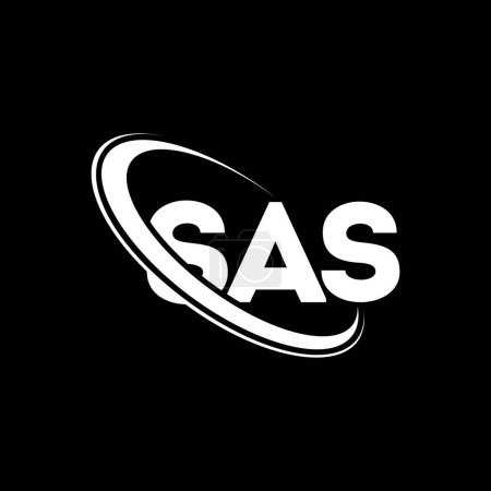 Illustration for SAS logo. SAS letter. SAS letter logo design. Initials SAS logo linked with circle and uppercase monogram logo. SAS typography for technology, business and real estate brand. - Royalty Free Image