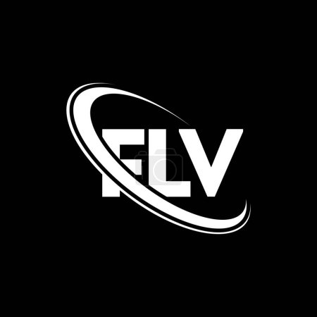 Ilustración de Logotipo FLV. Carta FLV. Diseño del logotipo de la letra FLV. Logo FLV inicial vinculado con el logotipo del círculo y del monograma en mayúsculas. Tipografía FLV para marca tecnológica, empresarial e inmobiliaria. - Imagen libre de derechos