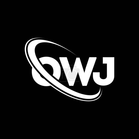 Illustration for OWJ logo. OWJ letter. OWJ letter logo design. Initials OWJ logo linked with circle and uppercase monogram logo. OWJ typography for technology, business and real estate brand. - Royalty Free Image