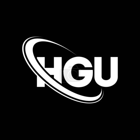 Ilustración de Logo de HGU. Carta de la HGU. Diseño del logotipo de la letra HGU. Logotipo inicial de HGU vinculado con el círculo y el logotipo del monograma en mayúsculas. Tipografía HGU para marca tecnológica, empresarial e inmobiliaria. - Imagen libre de derechos