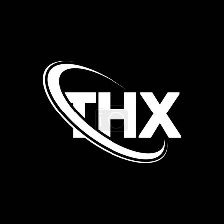 Ilustración de Logo THX. Carta THX. Diseño del logotipo de la letra THX. Inicial logotipo THX vinculado con el círculo y el logotipo monograma en mayúsculas. Tipografía THX para marca tecnológica, empresarial e inmobiliaria. - Imagen libre de derechos