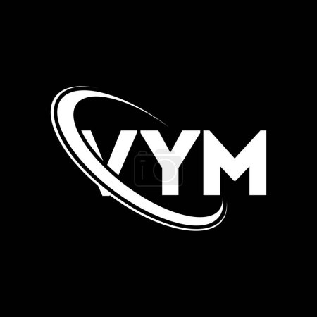 Illustration for VYM logo. VYM letter. VYM letter logo design. Initials VYM logo linked with circle and uppercase monogram logo. VYM typography for technology, business and real estate brand. - Royalty Free Image