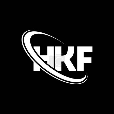 Illustration for HKF logo. HKF letter. HKF letter logo design. Initials HKF logo linked with circle and uppercase monogram logo. HKF typography for technology, business and real estate brand. - Royalty Free Image