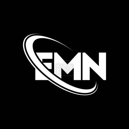 Illustration for EMN logo. EMN letter. EMN letter logo design. Initials EMN logo linked with circle and uppercase monogram logo. EMN typography for technology, business and real estate brand. - Royalty Free Image