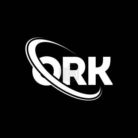 Ilustración de Logo ORK. Carta ORK. Diseño del logotipo de la letra ORK. Logotipo inicial ORK vinculado con el círculo y el logotipo del monograma en mayúsculas. Tipografía ORK para marca tecnológica, empresarial e inmobiliaria. - Imagen libre de derechos