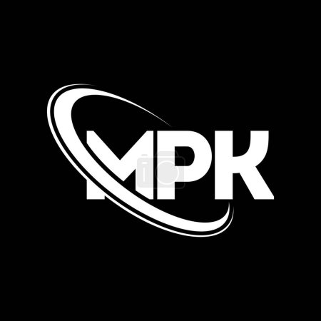 Ilustración de Logo MPK. Carta MPK. Diseño del logotipo de la letra MPK. Inicial logotipo MPK vinculado con el círculo y el logotipo monograma en mayúsculas. Tipografía MPK para marca tecnológica, empresarial e inmobiliaria. - Imagen libre de derechos